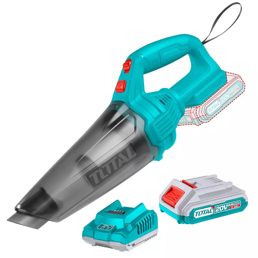 Total Cordless Vacuum Cleaner 20 V 500 ml Dust Capacity, TVLI20126 (1 Kit)