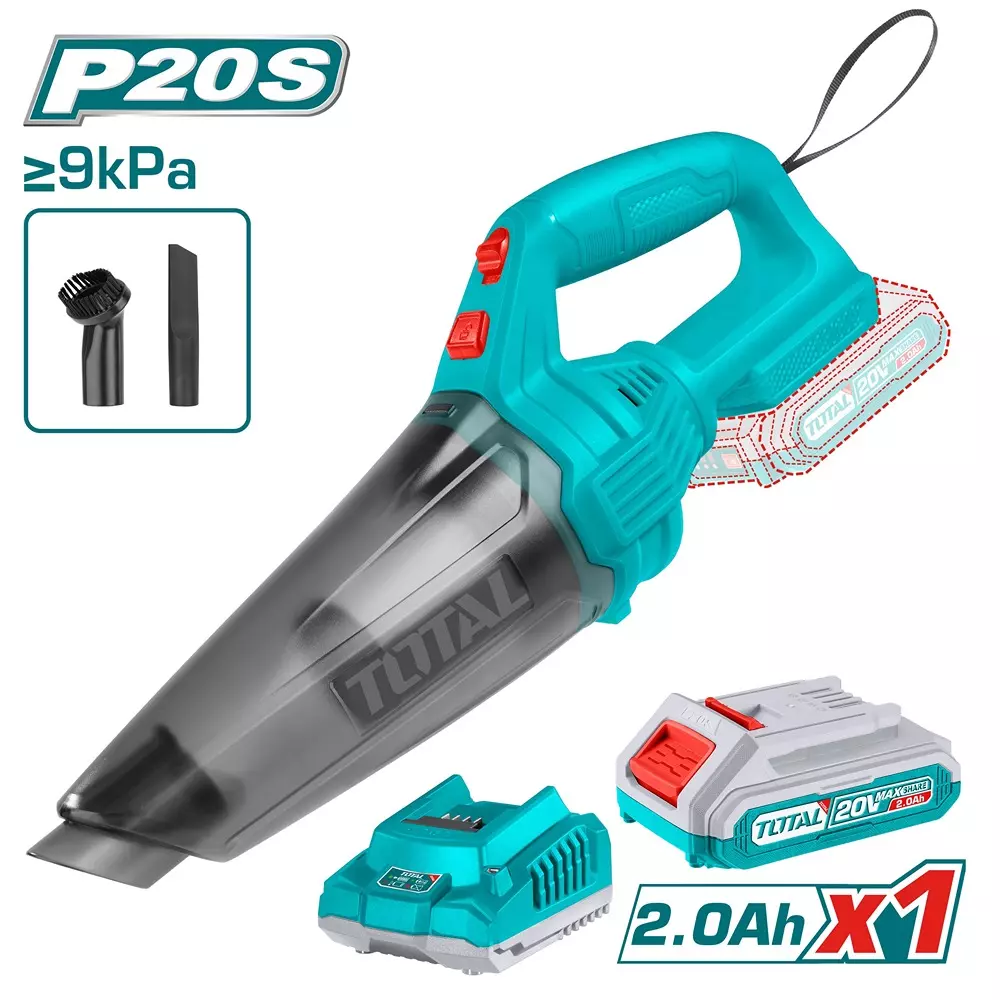 Total Cordless Vacuum Cleaner 20 V 500 ml Dust Capacity, TVLI20126 (1 Kit)