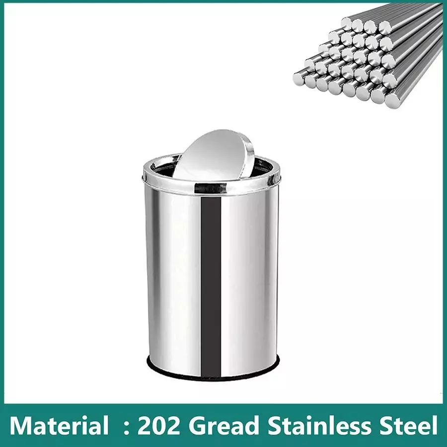Grassland Open Top Dustbin Stainless Steel Silver 12x24 inch 50 L, GSS1013