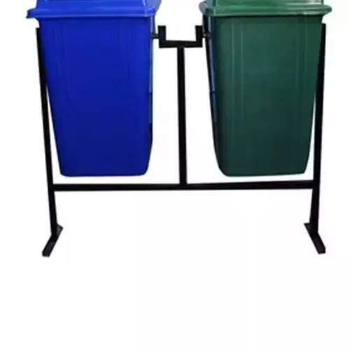 Grassland Dome Lid Dustbin HDPE Plastic Blue & Green 60 L x 2, GPL1261