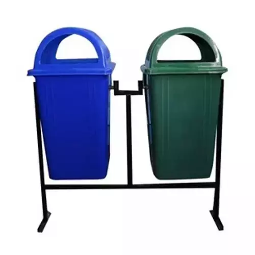 Grassland GPL Dome Lid Dustbin HDPE Plastic Blue & Green