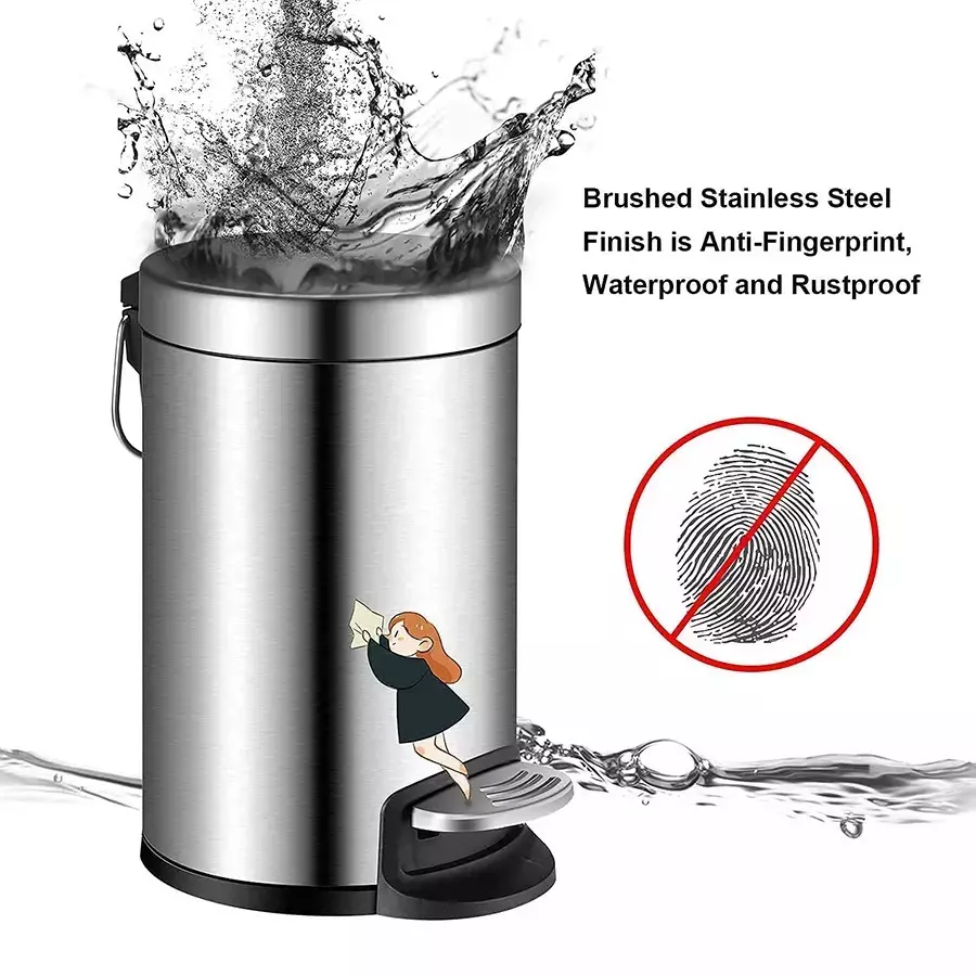 Grassland Pedal Dustbin Open Top Stainless Steel Silver ‎11 L with Lid, GSS1023