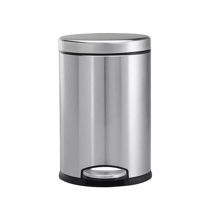 Grassland ‎11 L Open Top Pedal Dustbin with Lid Stainless Steel Silver 8x14 Inch, GSS1023