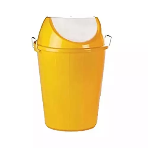 Grassland Dustbin 40 L HDPE Plastic Round Yellow with Swing Lid, GPL1064