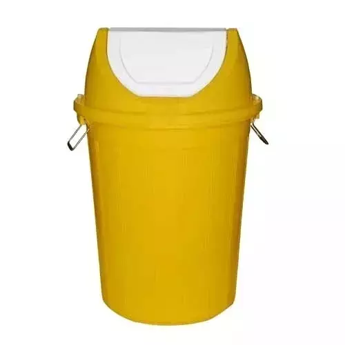 Grassland Dustbin 40 L HDPE Plastic Round Yellow with Swing Lid, GPL1064