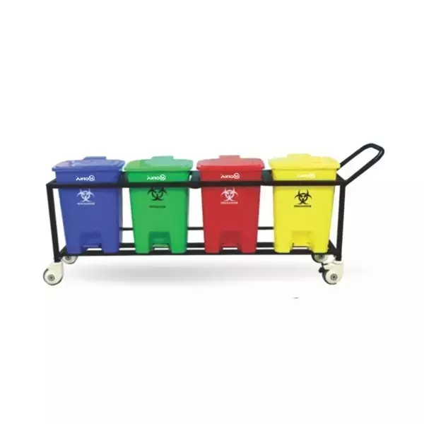 Grassland 10x4 L Pedal Dustbin with Lid and Wheels HDPE Plastic Multicolor, GPL1192
