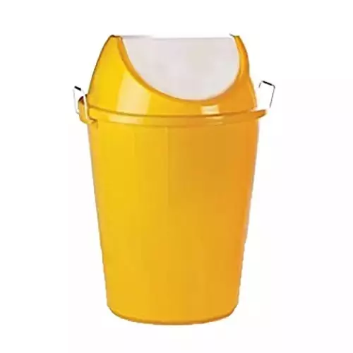 Grassland Dustbin 15 L HDPE Plastic Round Yellow with Swing Lid, GPL1267