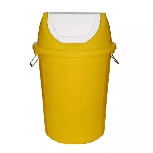 Grassland Dustbin 15 L HDPE Plastic Round Yellow with Swing Lid, GPL1267