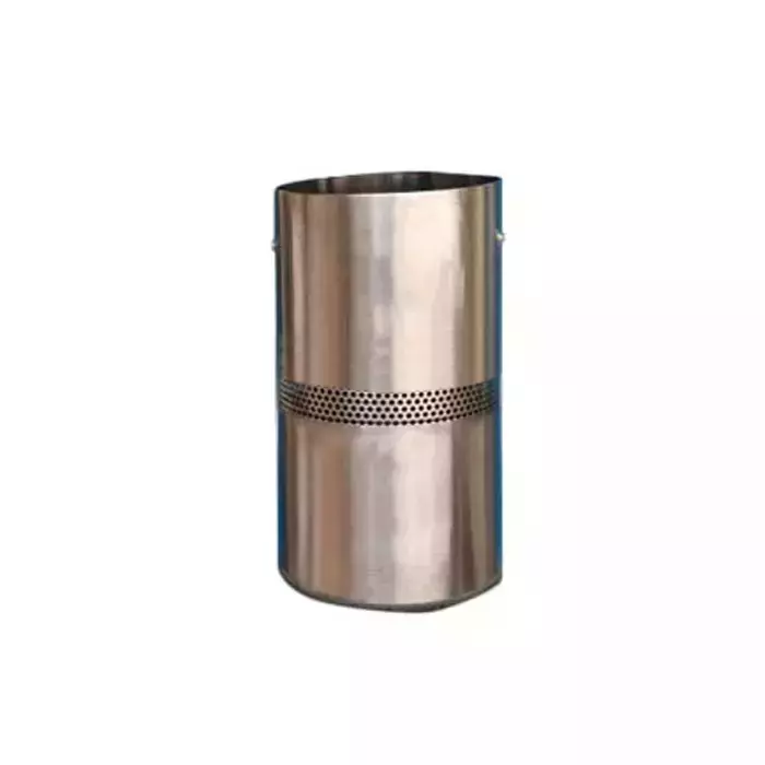 Grassland 70 L x 2 Silver Stainless Steel Round Double Pole With Roof Open Type Dustbin, GSS1196