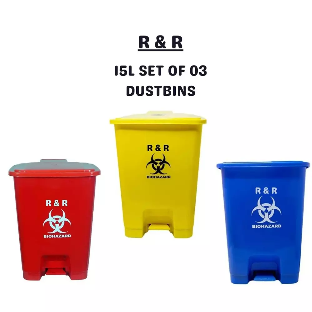 r-r-foot-pedal-wastebin-set-15-l-capacity-plastic-for-hospitals-clinics-laboratories-healthcare-use-pack-of-3-pcs