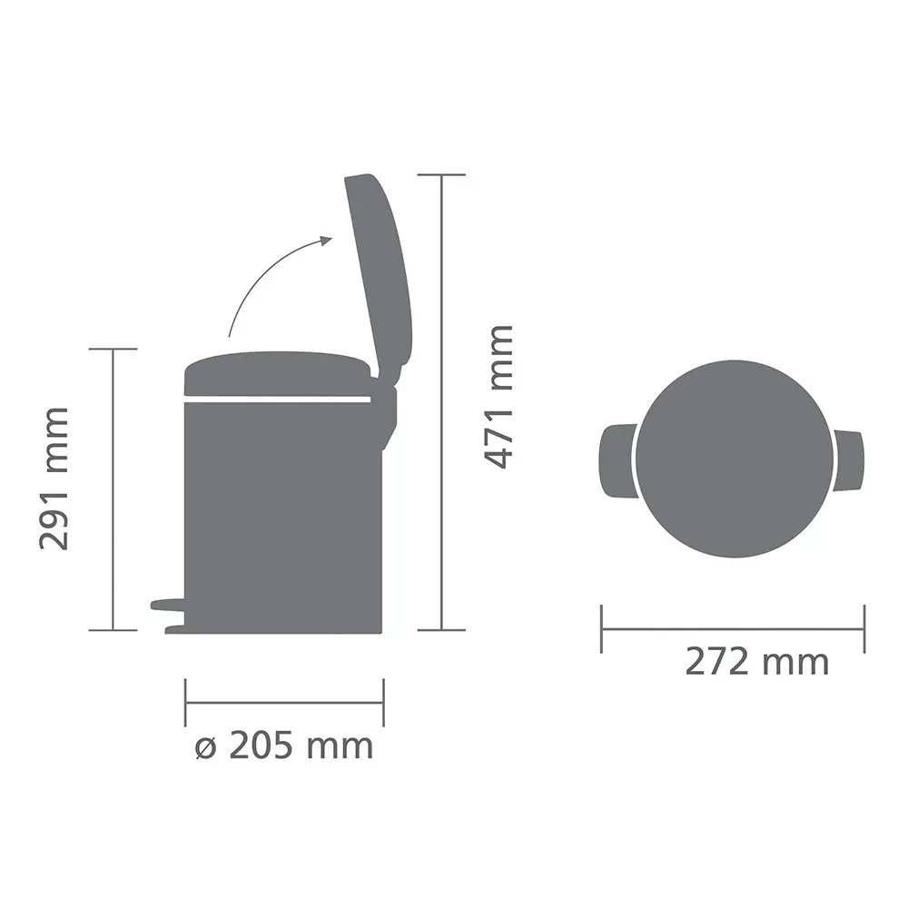 Hafele Newicon Freestanding Bin Pre-Coated Stainless Steel Grade 304 5 L Capacity, 503.83.171
