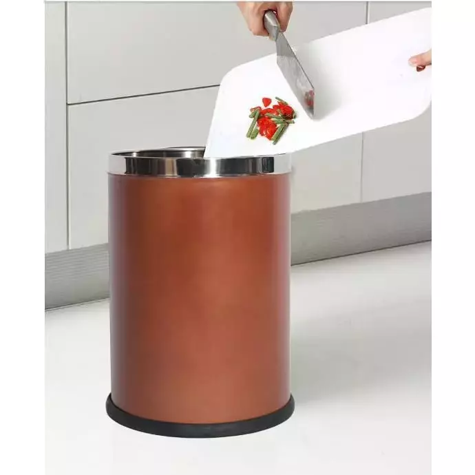 Grassland Open Top Dustbin Stainless Steel ‎Brown 8x12 inch 10 L, GSS1217
