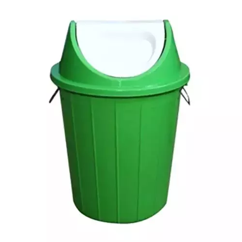 Grassland Dustbin 60 L HDPE Plastic Round Green with Swing Lid, GPL1028