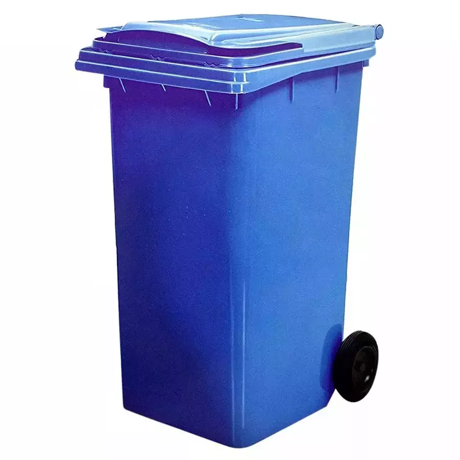 Grassland Dustbin HDPE Plastic Blue 120 L with Lid & 2 Wheels, GPL1042