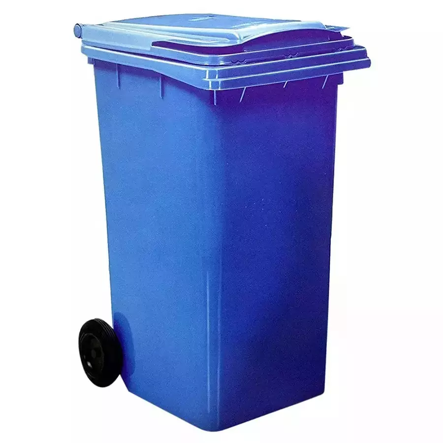 Grassland 120 L Dustbin with Lid and Wheels HDPE Plastic Blue, GPL1042