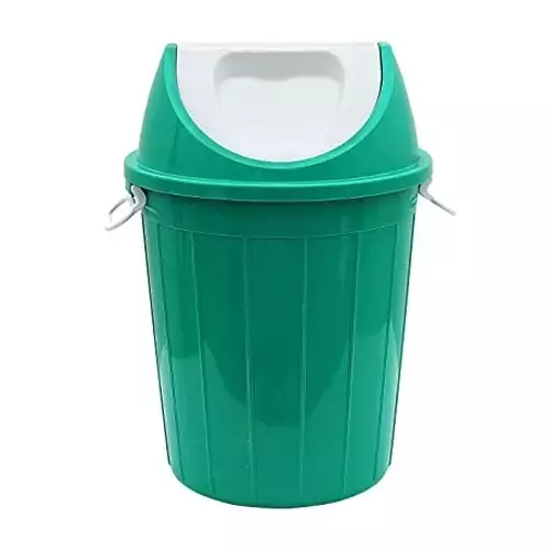 Grassland Dustbin 100 L HDPE Plastic Round Green with Swing Lid, GPL1060