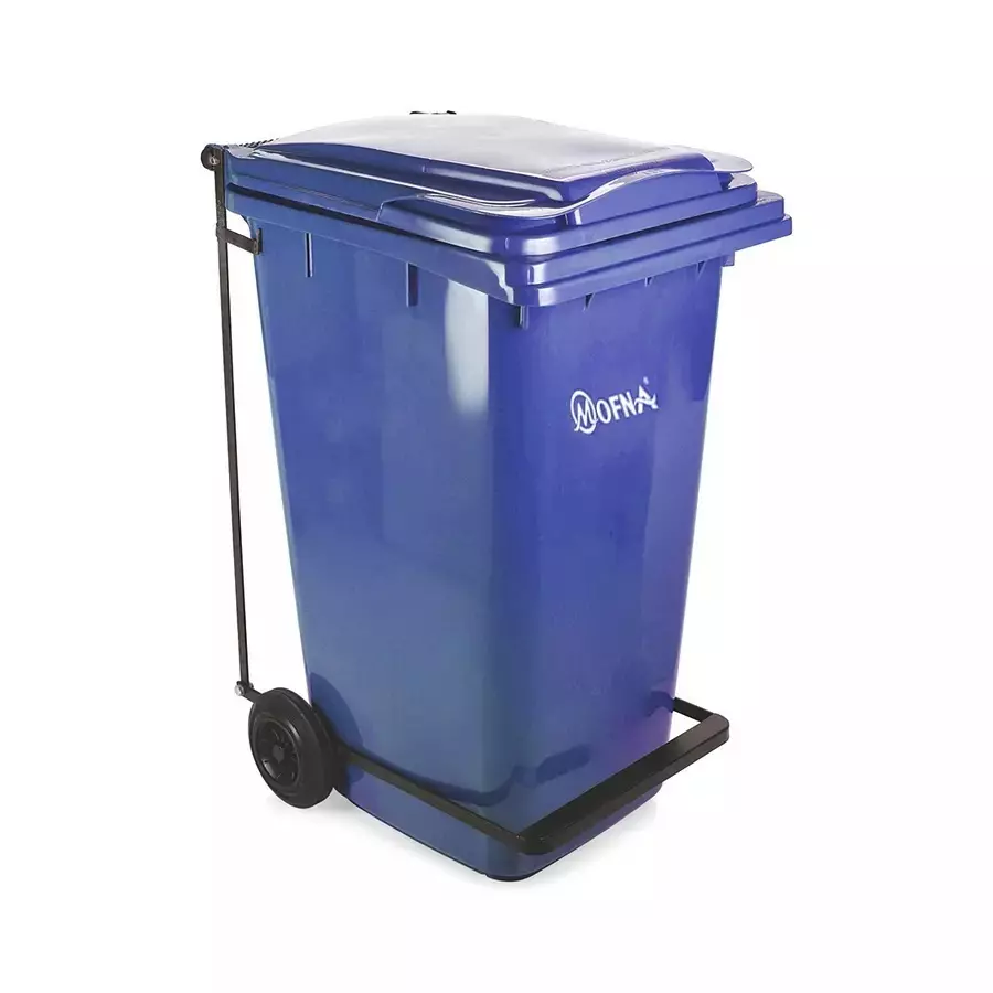 Grassland 120 L Pedal Dustbin with Lid and Wheels HDPE Plastic Blue, GPL1085