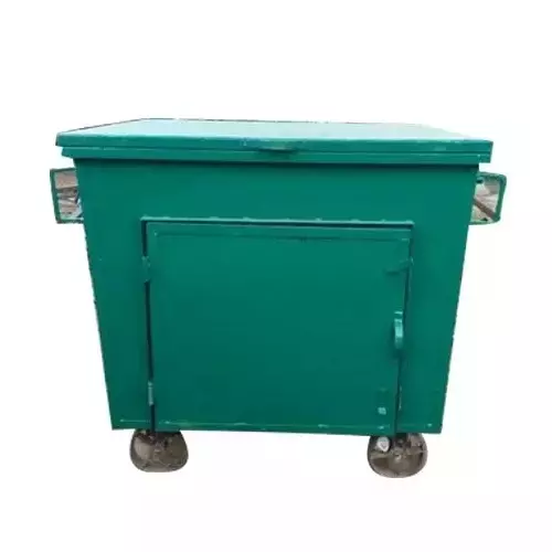 Grassland Dustbin Mild Steel Green 660 L with Lid & 4 Wheels, GSS1105