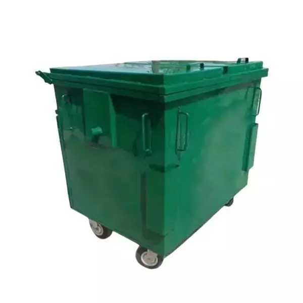Grassland 660 L Dustbin with Lid and Wheels Mild Steel Green, GSS1105