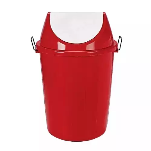Grassland Dustbin 100 L HDPE Plastic Round Red with Swing Lid, GPL1107