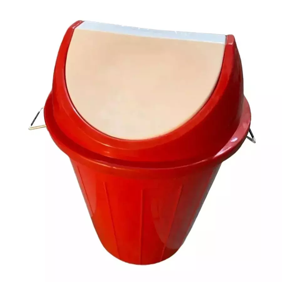 Grassland Dustbin 100 L HDPE Plastic Round Red with Swing Lid, GPL1107