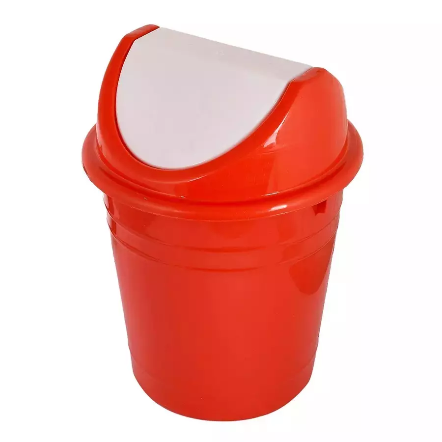 Grassland Dustbin 100 L HDPE Plastic Round Red with Swing Lid, GPL1107