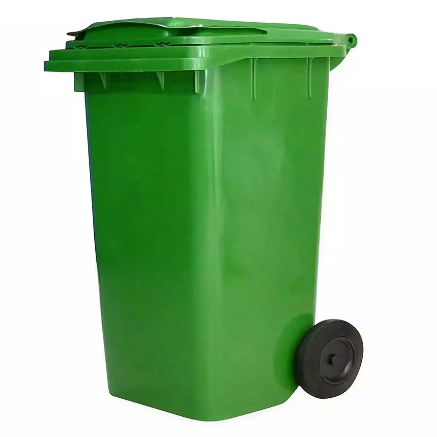 Grassland 240 L Pedal Dustbin with Lid and Wheels HDPE Plastic Green, GPL1111
