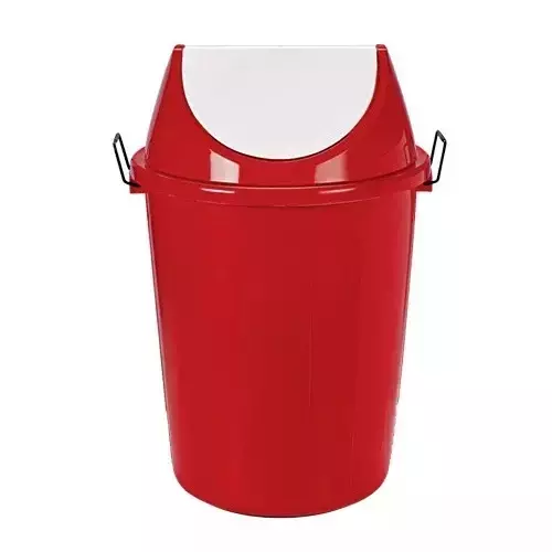 Grassland Dustbin 40 L HDPE Plastic Round Red with Swing Lid, GPL1134