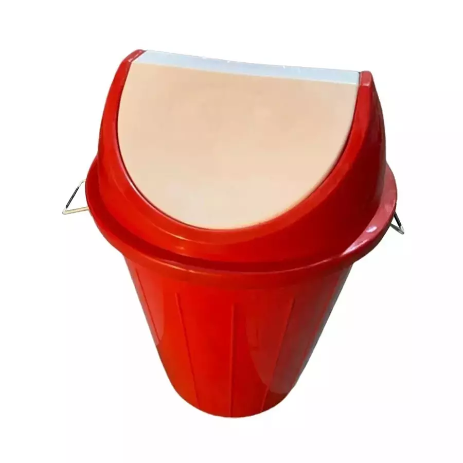 Grassland Dustbin 40 L HDPE Plastic Round Red with Swing Lid, GPL1134