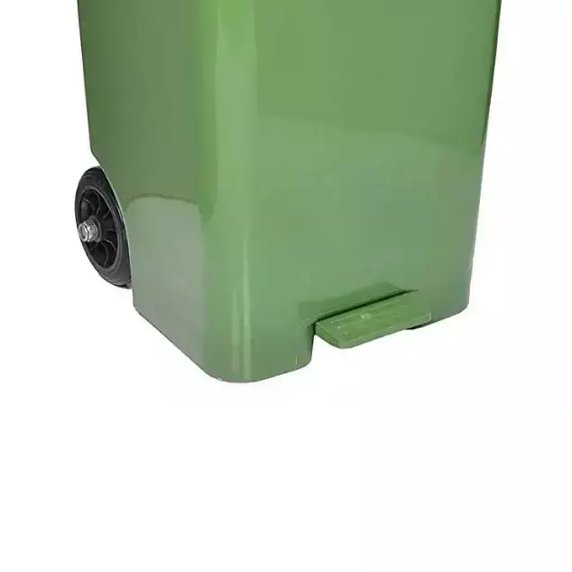 Grassland Pedal Dustbin HDPE Plastic Green 80 L with Lid & 2 Wheels, GPL1206