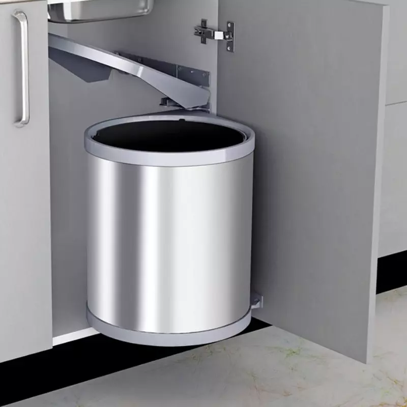 Olive Dust Bin 10 L Stainless Steel Round Silver 270x305 mm, 113010820001