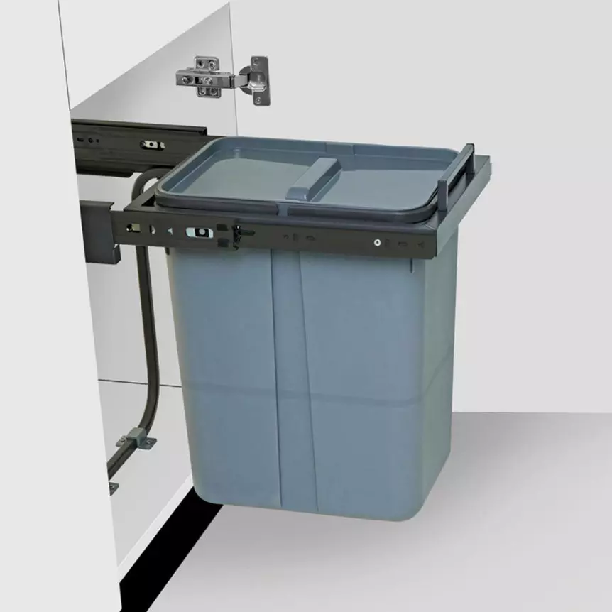 Olive Waste Bin 5A with Soft Close 20 L PVC Square Light Grey 292x67x400 mm, 113010830008