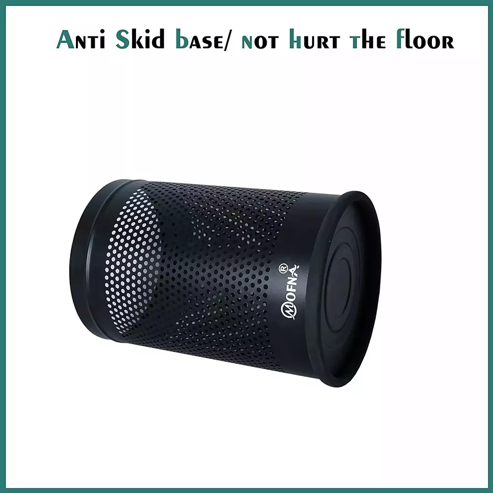 Grassland 5 L Black Stainless Steel ‎Cylindrical Perforated Dustbin, GSS1177