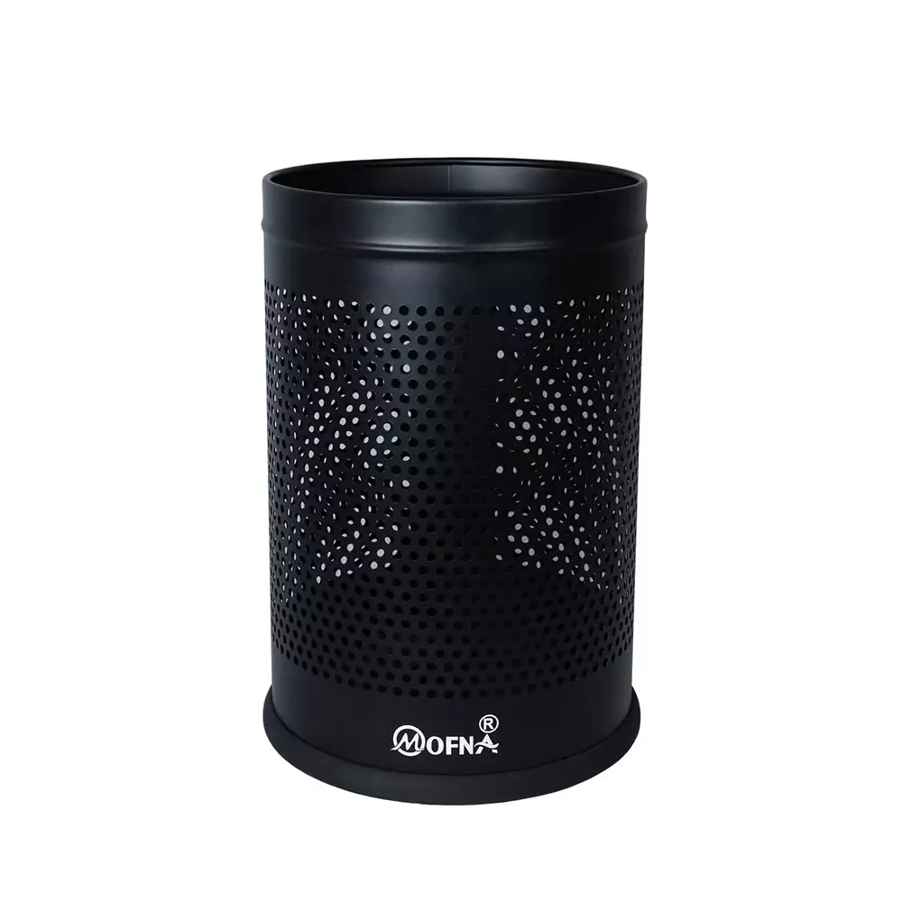 Grassland 5 L Black Stainless Steel ‎Cylindrical Perforated Dustbin, GSS1177