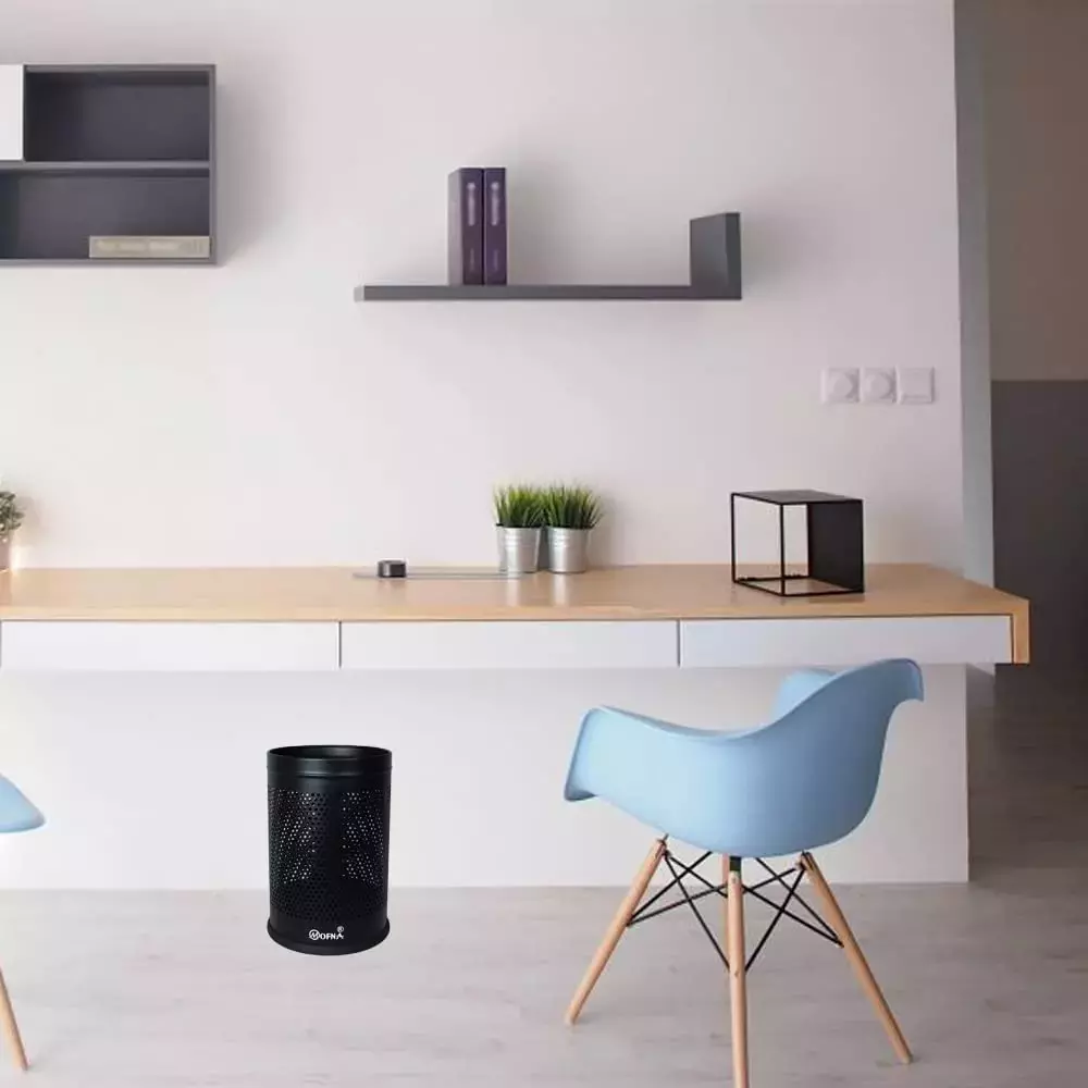 Grassland 5 L Black Stainless Steel ‎Cylindrical Perforated Dustbin, GSS1177