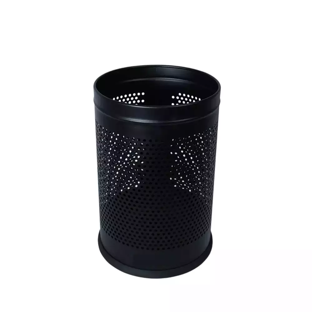 Grassland 5 L Black Stainless Steel ‎Cylindrical Perforated Dustbin, GSS1177