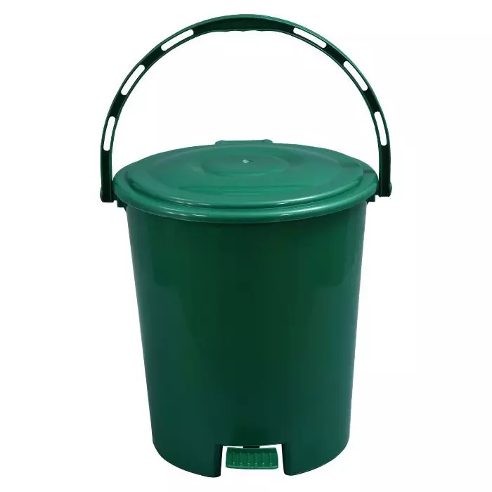 Swagath Dustbin with Foot Pedal Plastic 15 L Capacity Glossy Finish Green for Hygienic Waste Disposal Use, DUSTBIN12