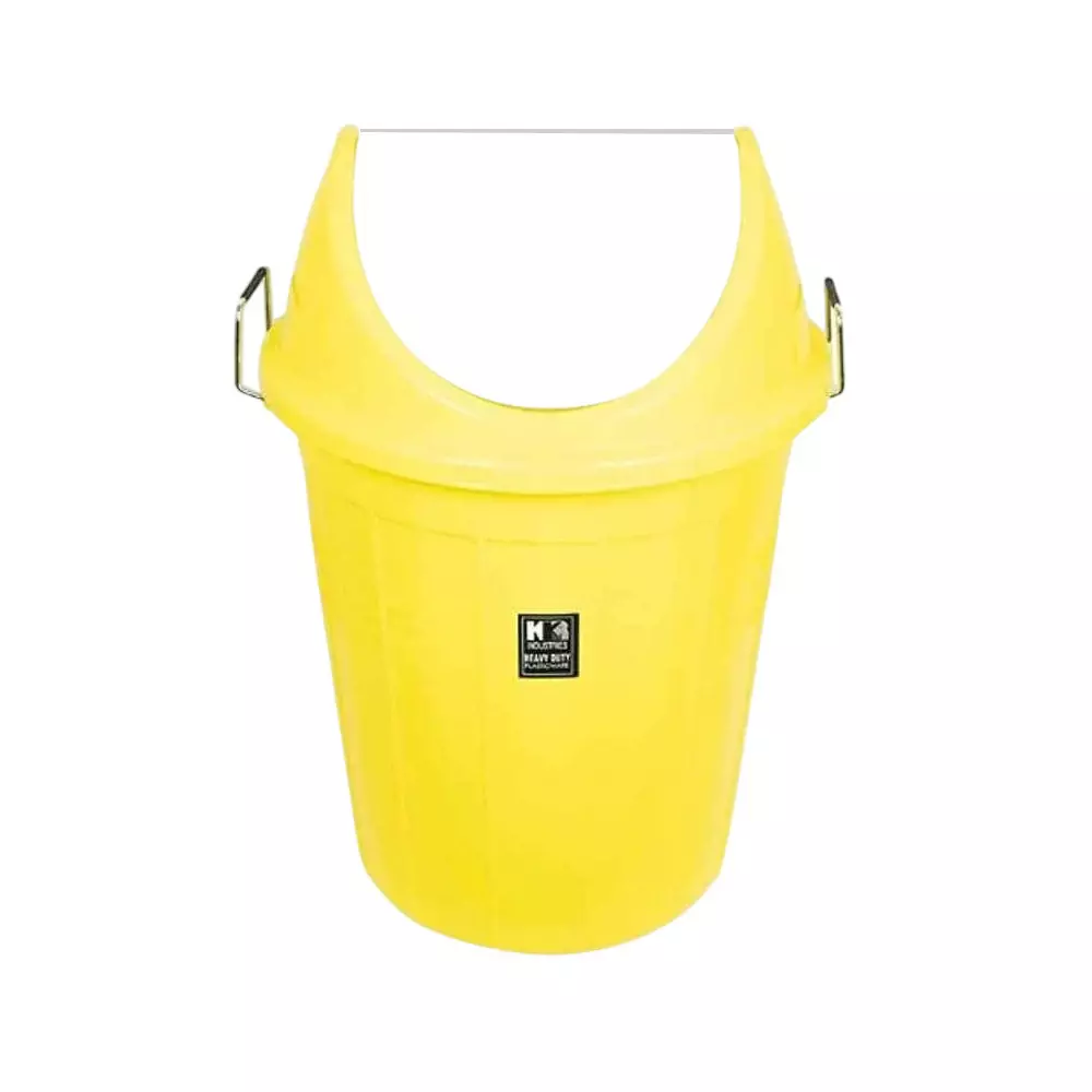 KKR Heavy Duty Swing Dustbin 30 L Capacity Yellow Round Shape Plastic for Indoor & Outdoor Use