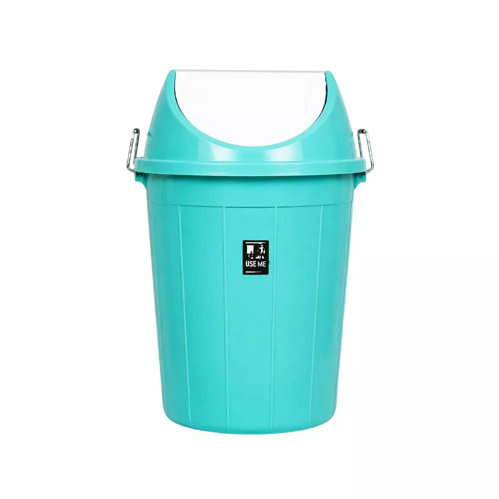KKR Heavy Duty Swing Dustbin 60 L Capacity Green Round Shape Plastic for Indoor & Outdoor Use