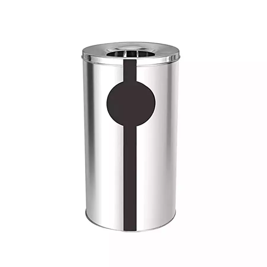 Grassland Open Top Dustbin Stainless Steel Silver 12x24 inch 50 L, GSS1220