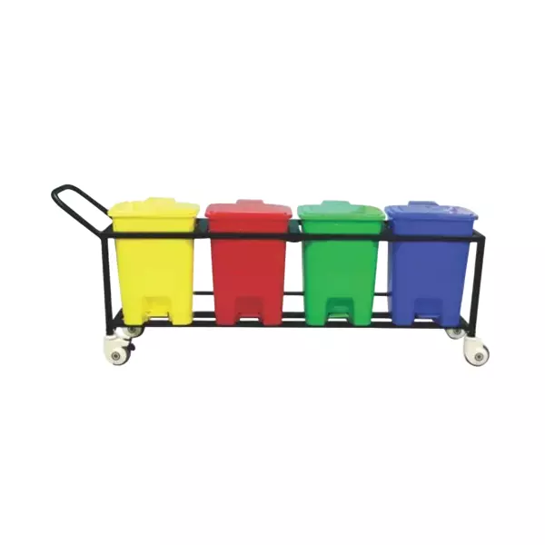 Grassland Pedal Dustbin HDPE Plastic Multi Color 128 L with Lid & 4 Wheels, GPL1004