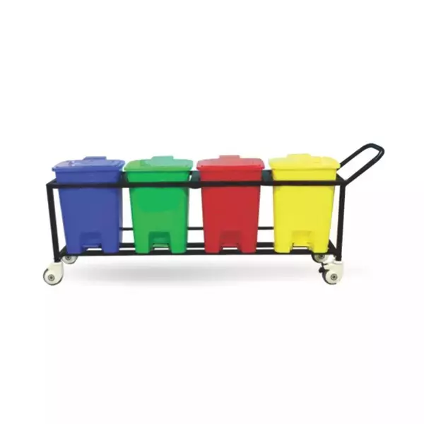 Grassland Pedal Dustbin HDPE Plastic Multi Color 128 L with Lid & 4 Wheels, GPL1004