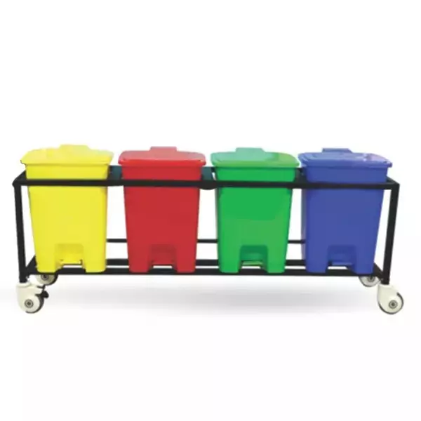 Grassland Pedal Dustbin HDPE Plastic Multi Color 128 L with Lid & 4 Wheels, GPL1004