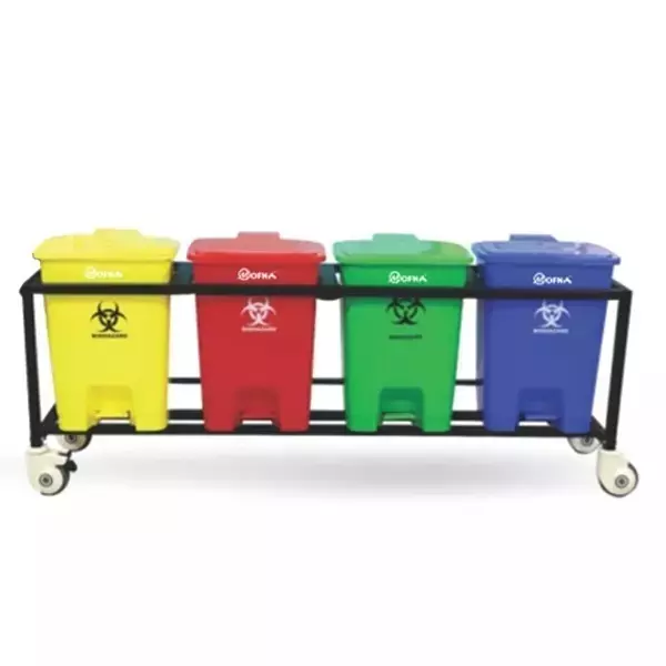 Grassland 32x4 L Open Top Pedal Dustbin with Lid and Wheels HDPE Plastic Multicolor, GPL1004