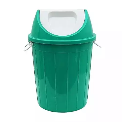 Grassland Dustbin 15 L HDPE Plastic Round Green with Swing Lid, GPL1052