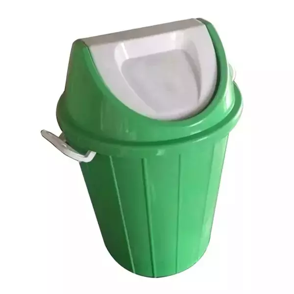 Grassland Dustbin 15 L HDPE Plastic Round Green with Swing Lid, GPL1052