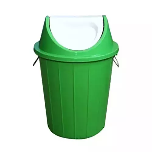 Grassland Dustbin 15 L HDPE Plastic Round Green with Swing Lid, GPL1052