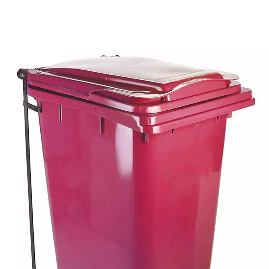 Grassland Pedal Dustbin HDPE Plastic Red 120 L with Lid & 2 Wheels, GPL1123