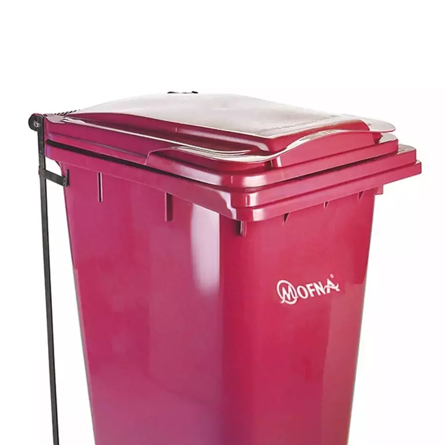 Grassland 120 L Pedal Dustbin with Lid and Wheels HDPE Plastic Red, GPL1123