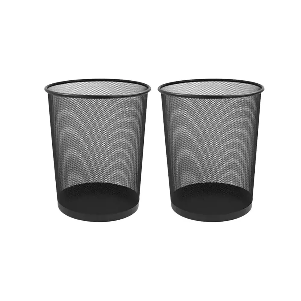 GENERIC Metal Mesh Dustbin Small to Large Size, Black Color (Pack of 2)